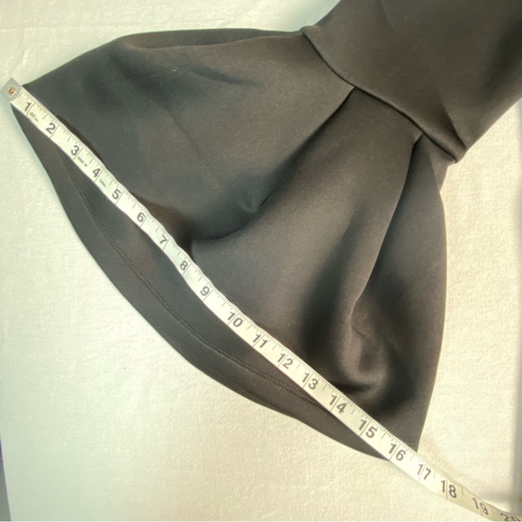 Anthropologie Pleione NWT Black Ruffle Bell Sleeve A-Line Scuba Mini Dress Small - Picture 9 of 10